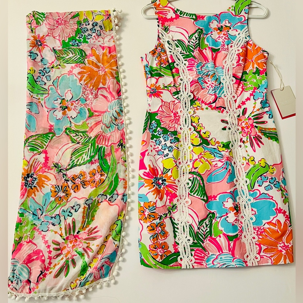 NWT LILLY PULITZER TARGET 20TH ANNIV COLLECTION DRESS & SCARF SET NOSEY POSEY!